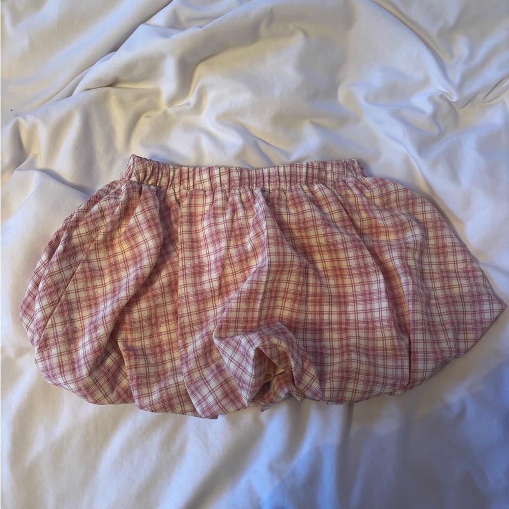 Princess Polly Pink Plaid Bubble Short